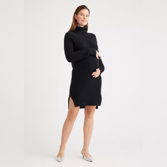 Quince Dresses & Skirts - Quince NWT Black 100% Mongolian Cashmere Fisherman Maternity Sweater Dress Med